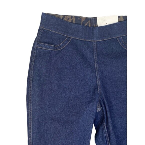 HUE Womens Indigo Floral Reversible High Waist Denim Skimmer Size‎ Small New - Picture 4 of 11